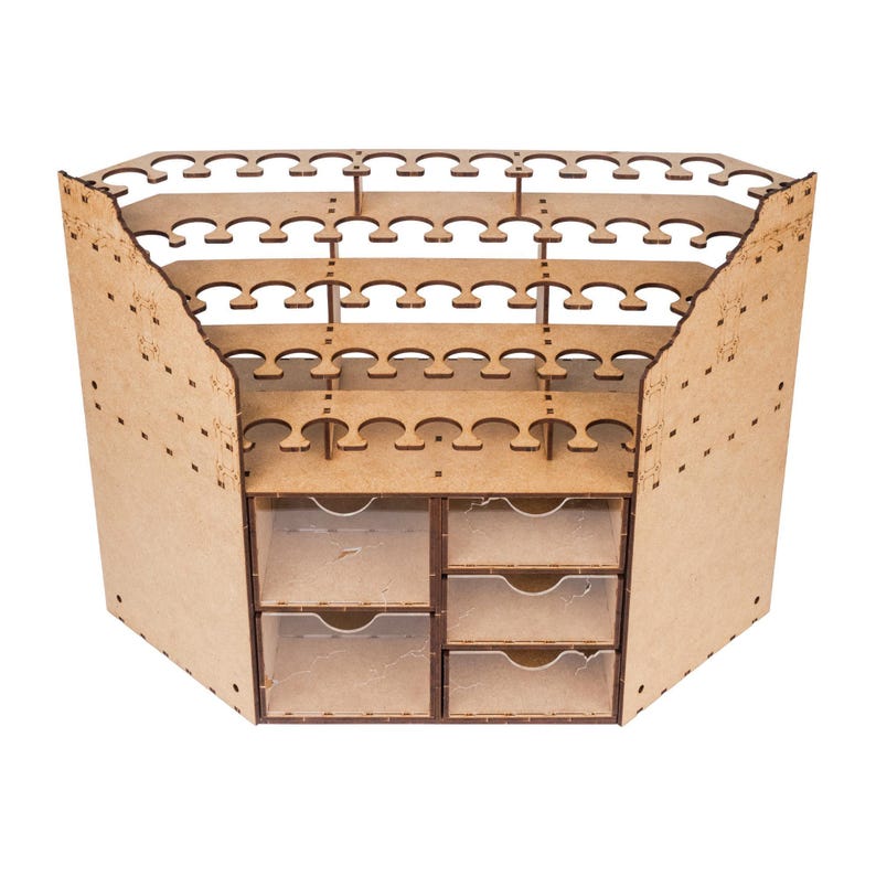 Corner Paint Organizer — Space-Saving Hobby Paint Rack with Drawers