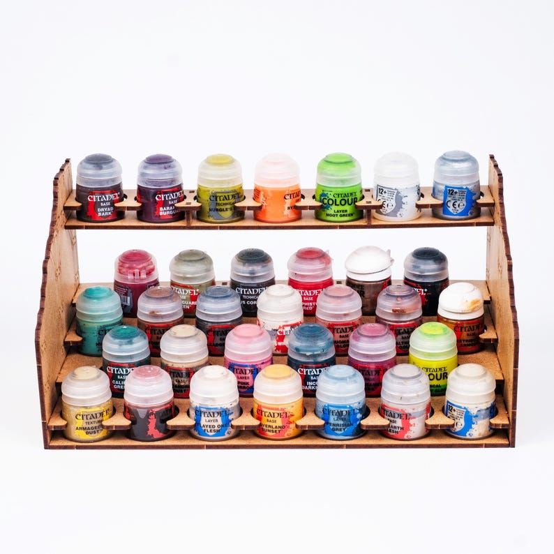Organizador de Pinturas para Miniaturas — Compatible con Botes Citadel y Goteros Vallejo