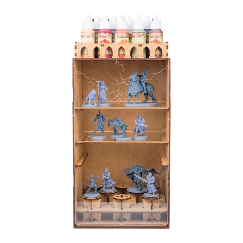 Miniatures Showcase with Paint Handle — Display Shelf & Painting Grip