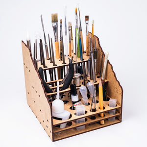 Tool Rack & Paintbrush Stand — handcrafted wooden hobby accessory by our workshop